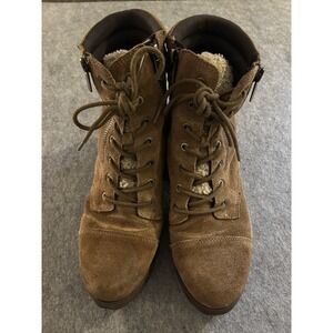 Easy Spirit Leather Suade Faux Fur Side Zip Boot 8.5 W, Cozy Comfort Fall Winter